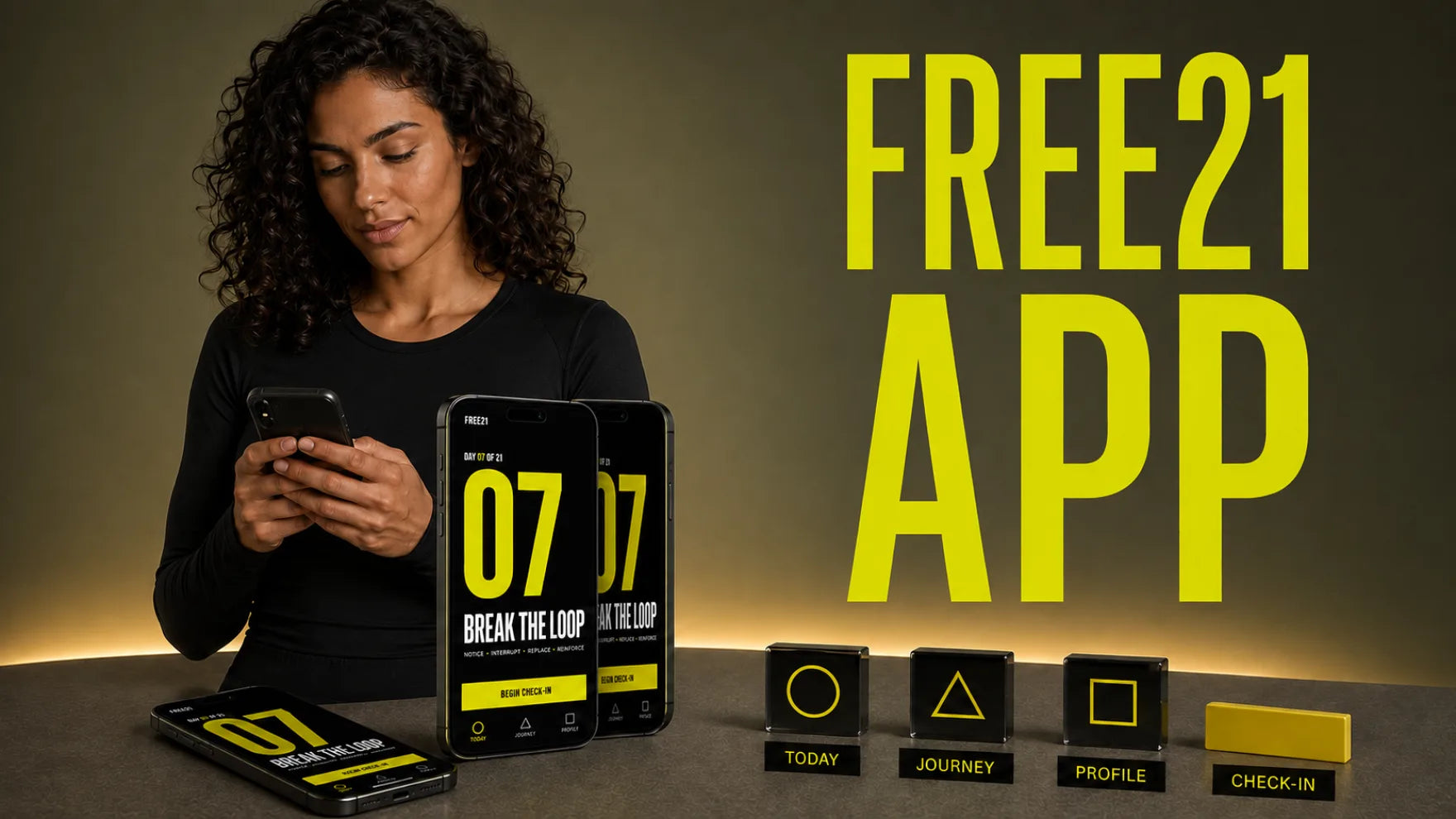 The FREE21 app campaign banner